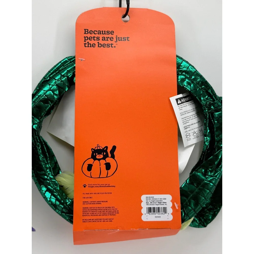 Boots & Barkley Swat & Chase Cat Tunnel Green Metallic Snake 20 Inch